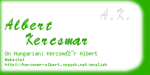 albert kercsmar business card